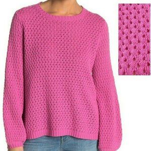 14th & Union Sweater Pink Eyelet Knit Crew Neck